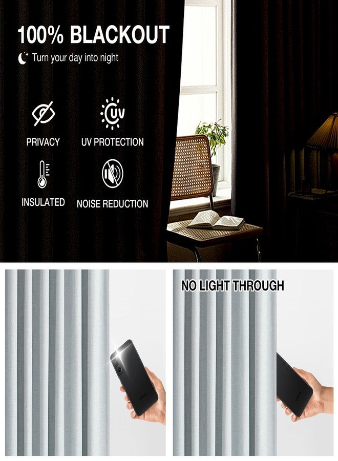 Kayne Studio Blue Fog Pinch Pleated Full Blackout Curtains, Linen Blend Room Darkening Thermal Insulated Soundproof Drapes, 95 Inch Back Tab Window Curtains for Living Room Bedroom (2 Panels, 40"x95") - Image 5